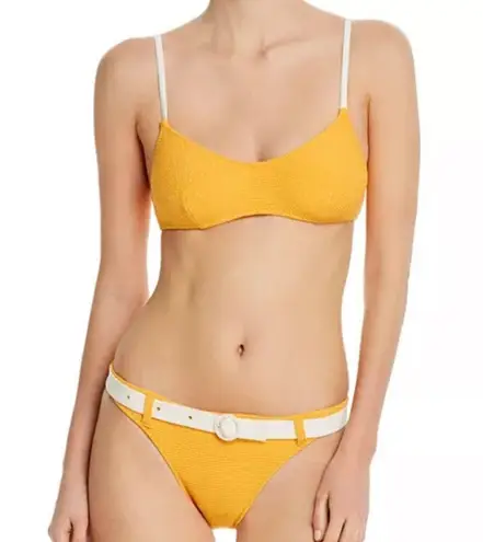 Solid & Striped NWT Rachel Bikini Bottom Belted White Contrast Mod Marigold Gold