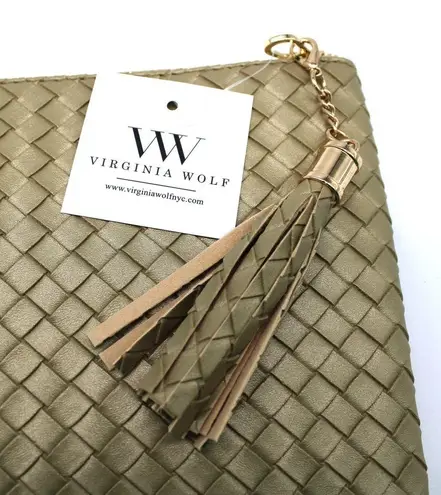 NEW Virginia Wolf Mimi Curateur Golden Woven Clutch Bag Tassel Faux Leather