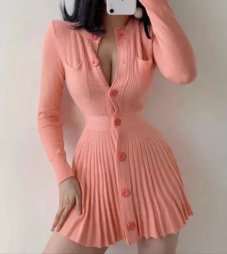 Pink Long Sleeve Knitted Dress Fits XS