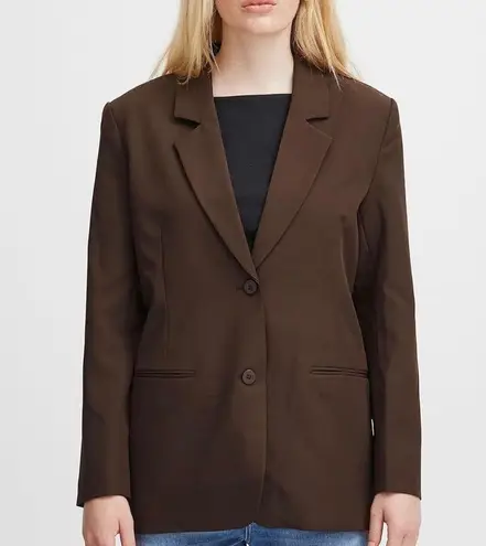 ICHI NWT Java Brown IHKATE SUS Oversized Button Loose Fit Blazer Medium