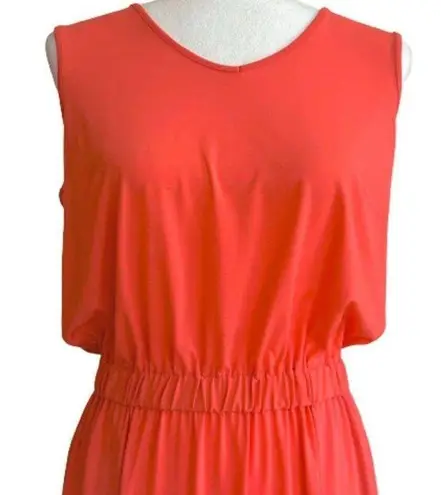 Joan Rivers  Maxi Dress Petite Coral Orange Sleeveless V-Neck Jersey Size SP