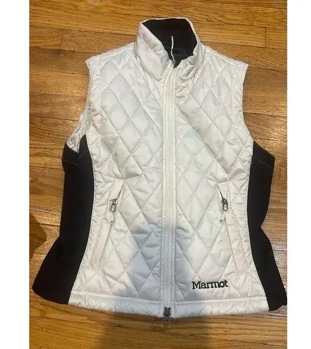 Marmot Kitzbuhel Quilted Vest Fitted Collared S Petite Cream Black Full Zip