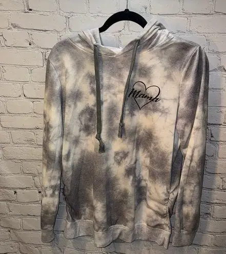 Angel Kiss Maternity | Tie-Dye Black & White Mama Hoodie | Size Small