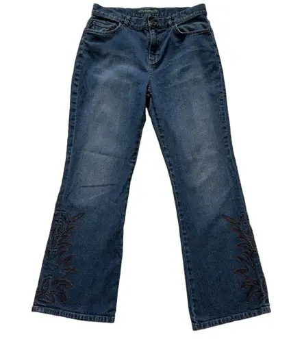 Ralph Lauren Vintage Lauren Jeans Co. Jeans High Rise Embroidered Accent Boot Cut Denim 10P