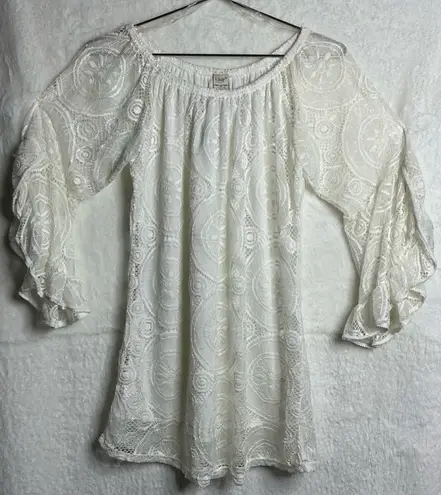 LIldy Full Lace Tunic Elegant ivory Lace Blouse size S White