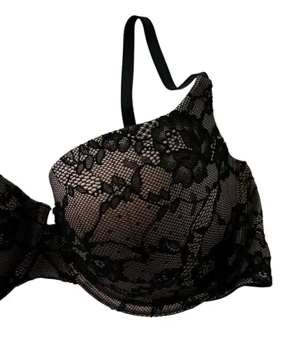 Gilligan & Omalley Black Beige Lace Floral Underwired Bra Women Size 38C | 64