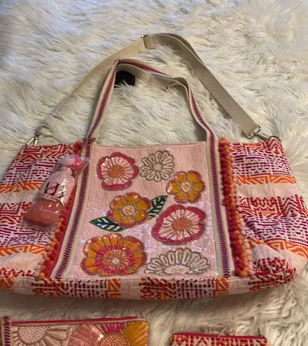 America & Beyond Embellished Tote (NWT with two pouches brand new with Pink