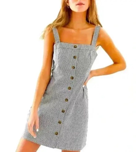 Hollister  Womens Pinstripe Dress Size Medium Short Button Down Front - Image 1