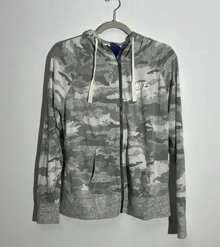 Nike  Gray White Camo Full Zip Lightweight Hoodie Women's M