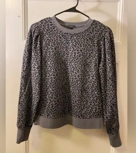 Rails Marcie Cheetah Animal Print Crewneck Pullover Gray/Black Sz Small
