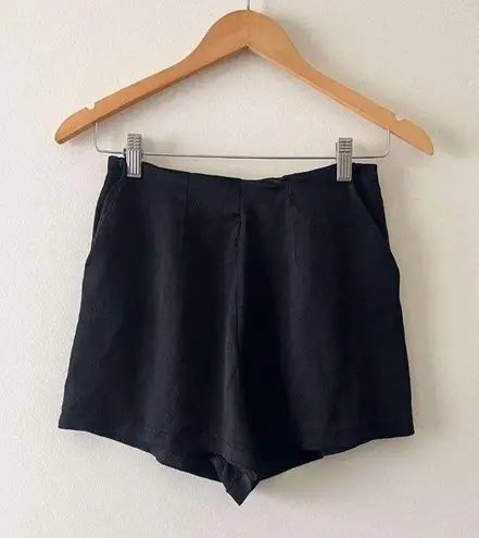 ZARA Black High Waisted Satin Effect Trouser Shorts Size Medium