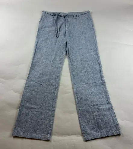 Zenana Outfitters Blue Chambray Linen Blend Straight Leg Summer Pant L
