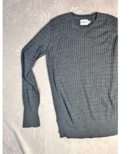 Pact Gray Cable Knit Sweater Women’s M Organic Cotton Pullover Boxy Tunic Size M