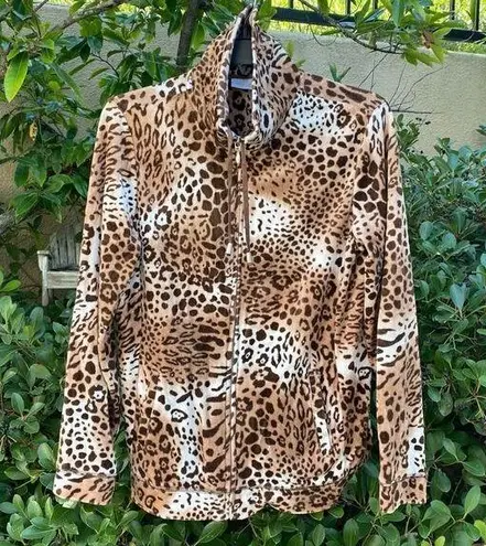 Chico's Chico’s Animal Print Zip Up Velour Jacket/Sweatshirt Small/Medium (1) EUC!