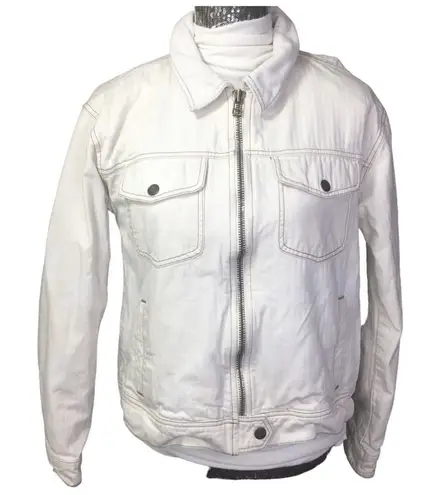 Faherty Rosie Size Medium 100% cotton denim jacket flannel lined off white color