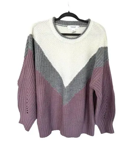 Workshop Wool Blend Sweater Chunky Color Block Oversized Chevron Womens Size 1X