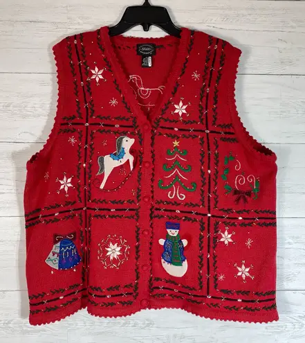 Designer Originals Vintage Designers Originals Studio Women’s 2X Red Knit Christmas Sweater Vest