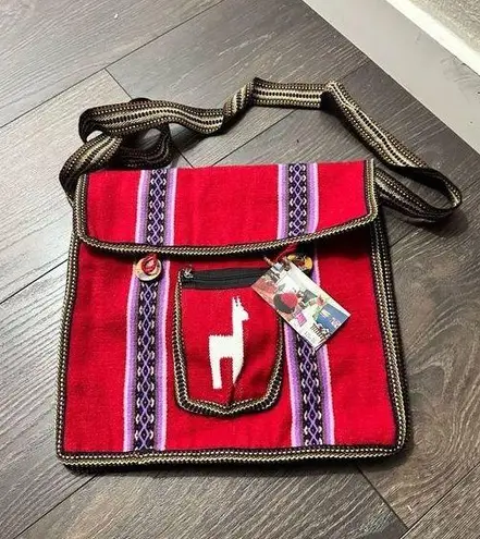 Handmade Llama Alpaca Crossbody Bag Purse New NWT