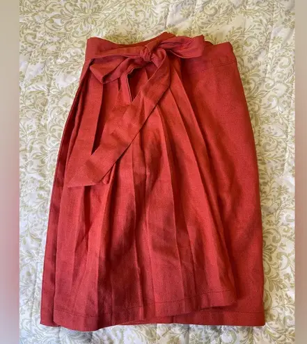 étoffe studios Women’s Linen Blend Red Skirt Tie Waist Size Large