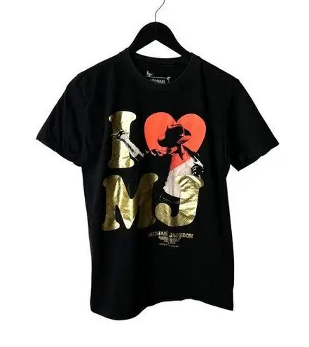 2013 Michael Jackson Graphic Tee Womens Cirque Du Soleil Medium Gold Foil Black