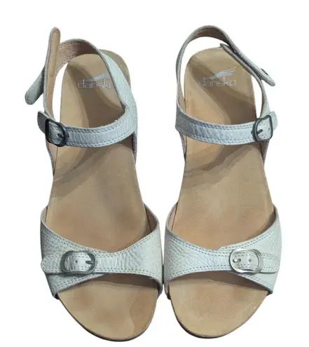 Dansko Fawna EU 41 US 10.5-11 White Snake Print Leather Wedge Sandal Comfort