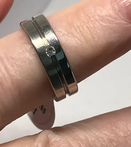 Stainless Steel Ring Cubic Zirconia Crystal Size 8