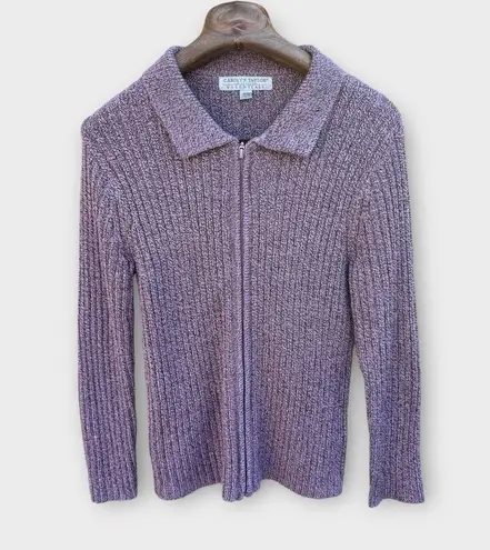 Carolyn Taylor Chunk Ribbed Knit Zip Up Cardigan