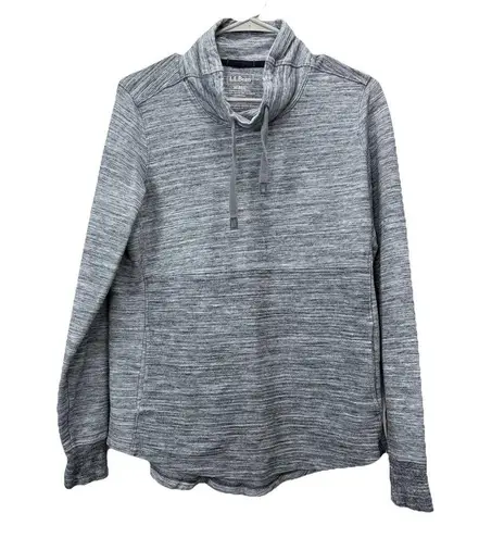 LL Bean Gray Marled Cozy Mixed Knit Pullover Funnelneck Pocket Sweatshirt MEDIUM