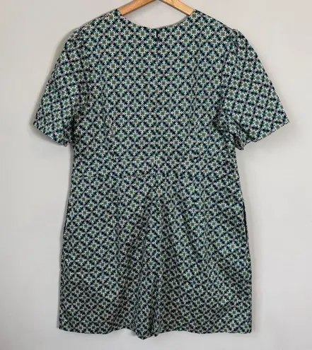 Boden Geometric Pattern Shift Mini Dress Womens 16/18R Green Short Sleeve Preppy Size undefined