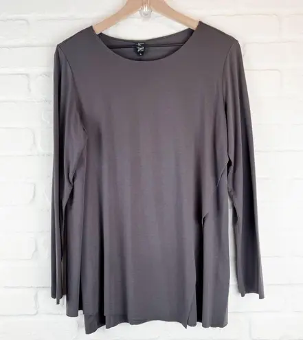 The Frock Dark Taupe Gray Long Sleeve Tunic Top Classic Flowy Large