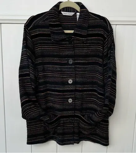 draper's & damon's DRAPERS and Damon’s Black W/Gold Metallic, Blue, Pink, Purple Stripes Size Large