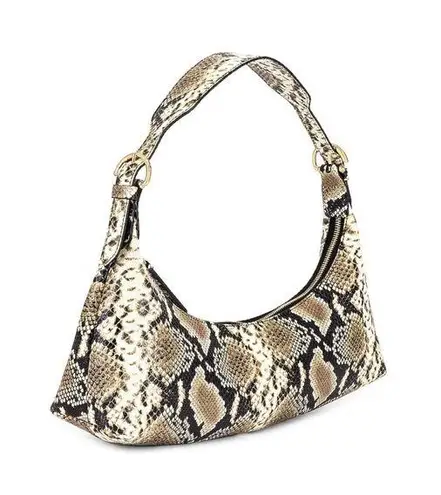 By Far Mara Leather Snakeskin Python Snake Print Shoulder Bag