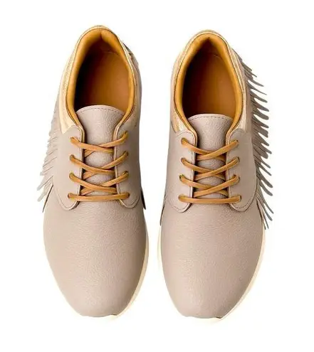 ESSEutESSE Taupe Fringe Sneakers | Size EU 39 Made in Italy | Luxury Boho EUC Tan