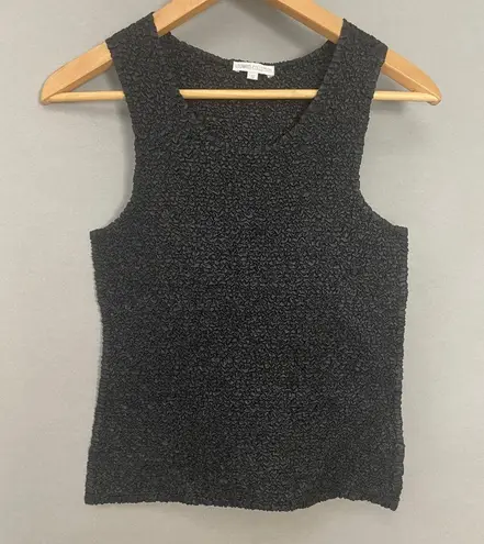 Lou Nardi Collection Textured Stretch Tank Top Black Pucker Crinkle Fabric Small