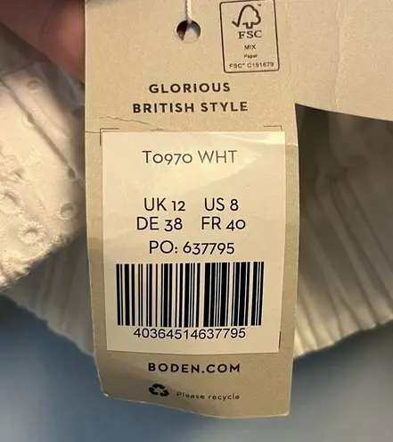 Boden Top White Eyelet Cropped Criss Cross Strap Blouse Sz US 8 NWT