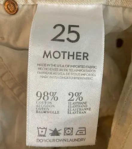 MOTHER Denim Mother The Looker Skinny Jeans in Cream For a Day 25 Ivory Distressed Low Rise