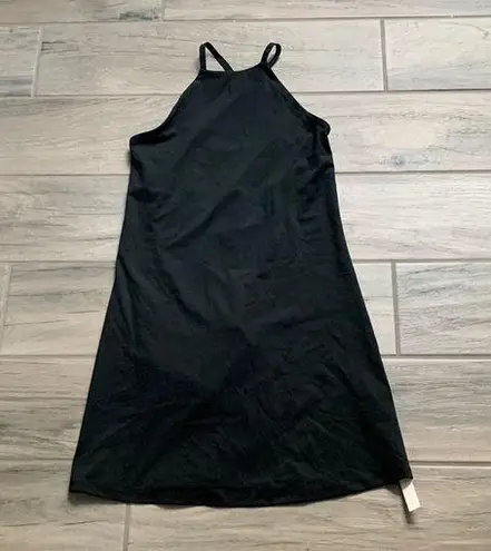 Madewell  black dress with bike shorts underneath