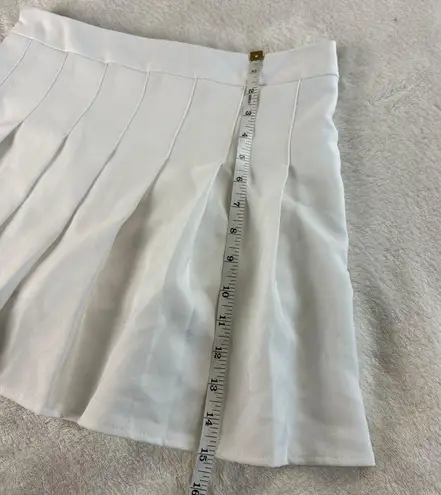 Fashion & Art Pleated Mini Skirt Skort Womens Sz XL White Side Zip Sporty Tennis