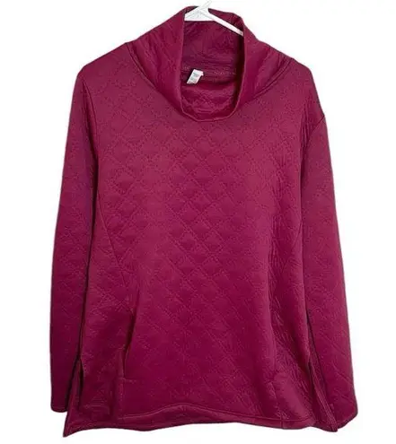 RBX Quilted cowlneck pullover tunic length hoodie burgundy hue size L Red Size L