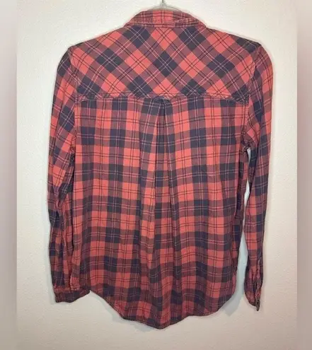 BDG  Women’s Small Petite Long Sleeve Collared Button Down Red and Blue Plaid Top