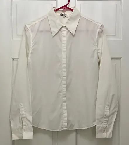 Emporio Armani 100% Cotton White Casual Hidden Button Up Top - Size 8