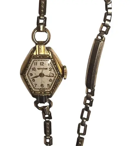 Vintage 10k Gotham Petite Ladies Art Deco Wind Up Watch Time Piece Gold