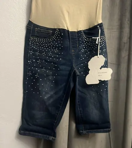 Bella Vida Maternity Denim Jean Bermuda Shorts Size Small Blue