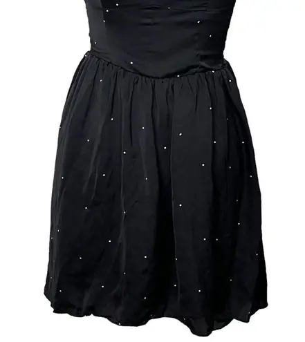 Talula Womens Black Fit & Flare Sleeveless Short Dress Polka Dots Smocked Size 0