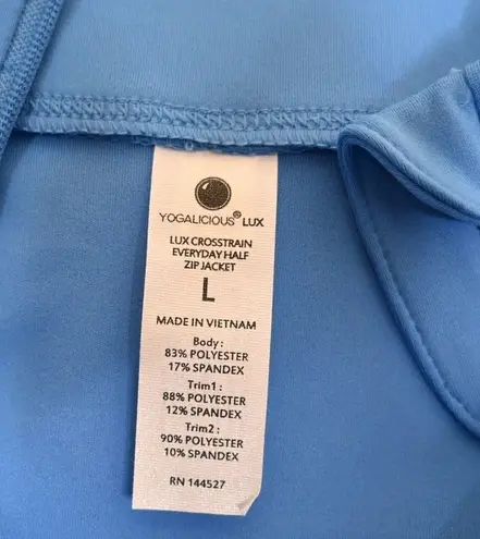 Yogalicious  Womens L Lux Crosstrain Half Zip Jacket in Marina Blue NEW