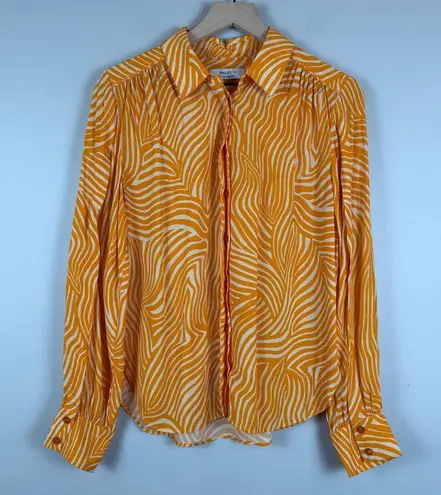 Bailey 44 Shirt Women's S Orange Katrina Wavy Striped Long Sleeve Button Front