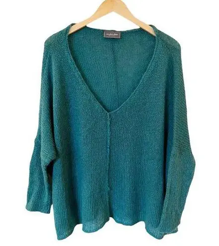 Wooden Ships  Green Sweater Pullover Wool Mohair V-Neck Lagenlook Jumper Medium