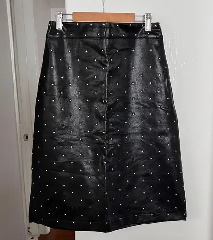 Black Studded Leather Skirt
