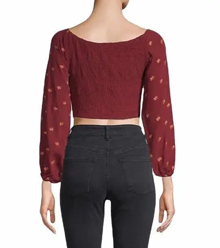 UO Anthro Revolve RAGA Red Leaf Print Knotted Crop Top $97 EUC M thumbnail 2
