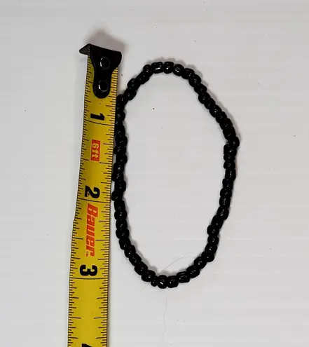 Black Beaded Stretch Bracelet Minimalist Basic 7"